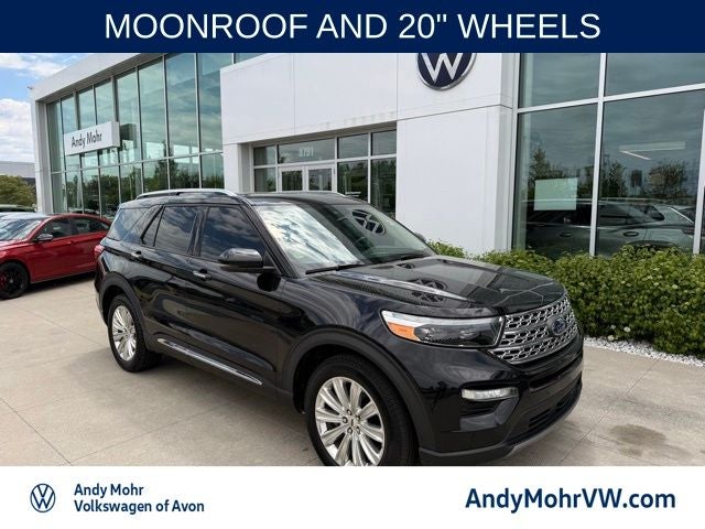 2020 Ford Explorer Limited in Agate Black Metallic — front three-quarter view